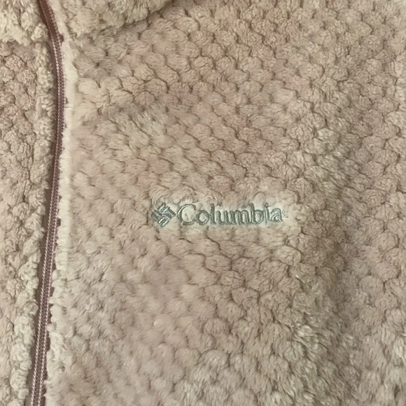 Columbia zip-front super soft fleece; pink textured material size M. - Picture 2 of 5